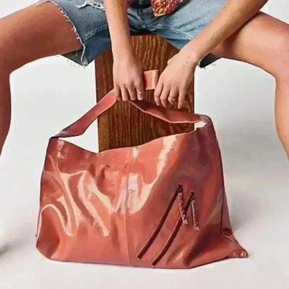 Free People Handbags - Free People patent perfect carryall bag in pink. thick strap patent leather